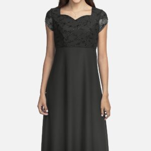 4966TC-E Velvet Flocked Chiffon with Glitter Bodice
