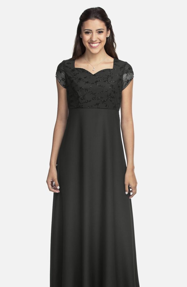 4966TC-E Velvet Flocked Chiffon with Glitter Bodice